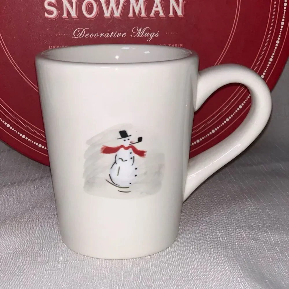 WILLIAMS SONOMA Snowman Mug Christmas Set 6 Retired Vintage Collectible Winter